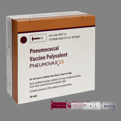 Pneumovax® 23 Pneumonia Vaccine Adults 50 Years of Age and Older Pneumococcal 23 Vaccine Polyvalent 25 mcg / 0.5 mL Injection Prefilled Syringe 0.5 mL by Merck Sharp & Dohme Corporation  ID 0006-4837-03